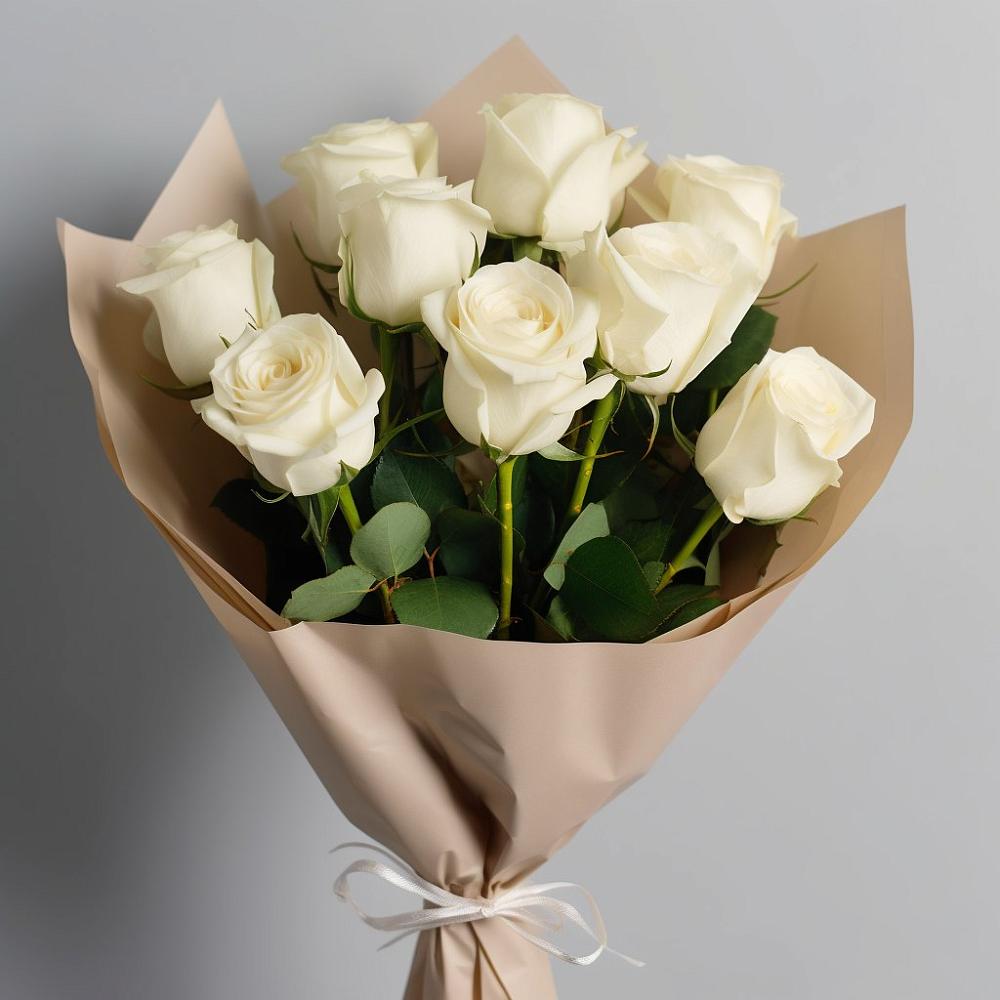 Букет 9 Белых роз Эдлесс Лав в Радченко