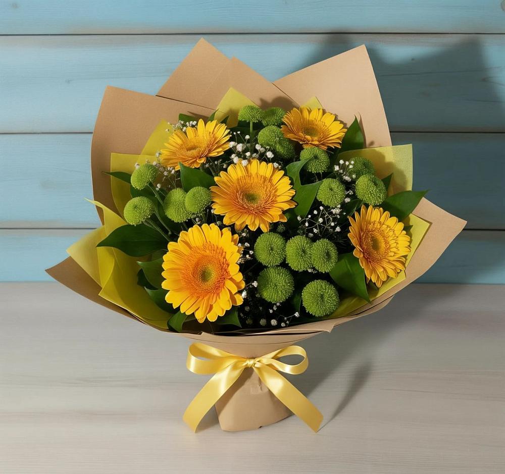 Букет цветов из: Герберы и Хризантемы в Радченко