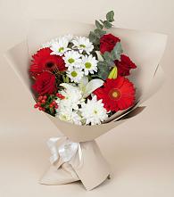 Букет цветов из:  Розы, Хризантемы, Герберы и Лилии в Радченко