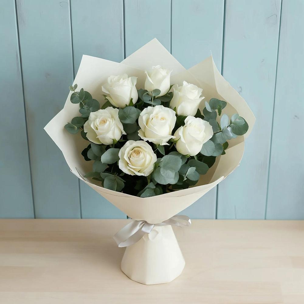 Букет Белые розы в Эвкалипте в Радченко
