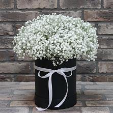 Цветочная композиция из Гипсофила в шляпной коробке в Радченко