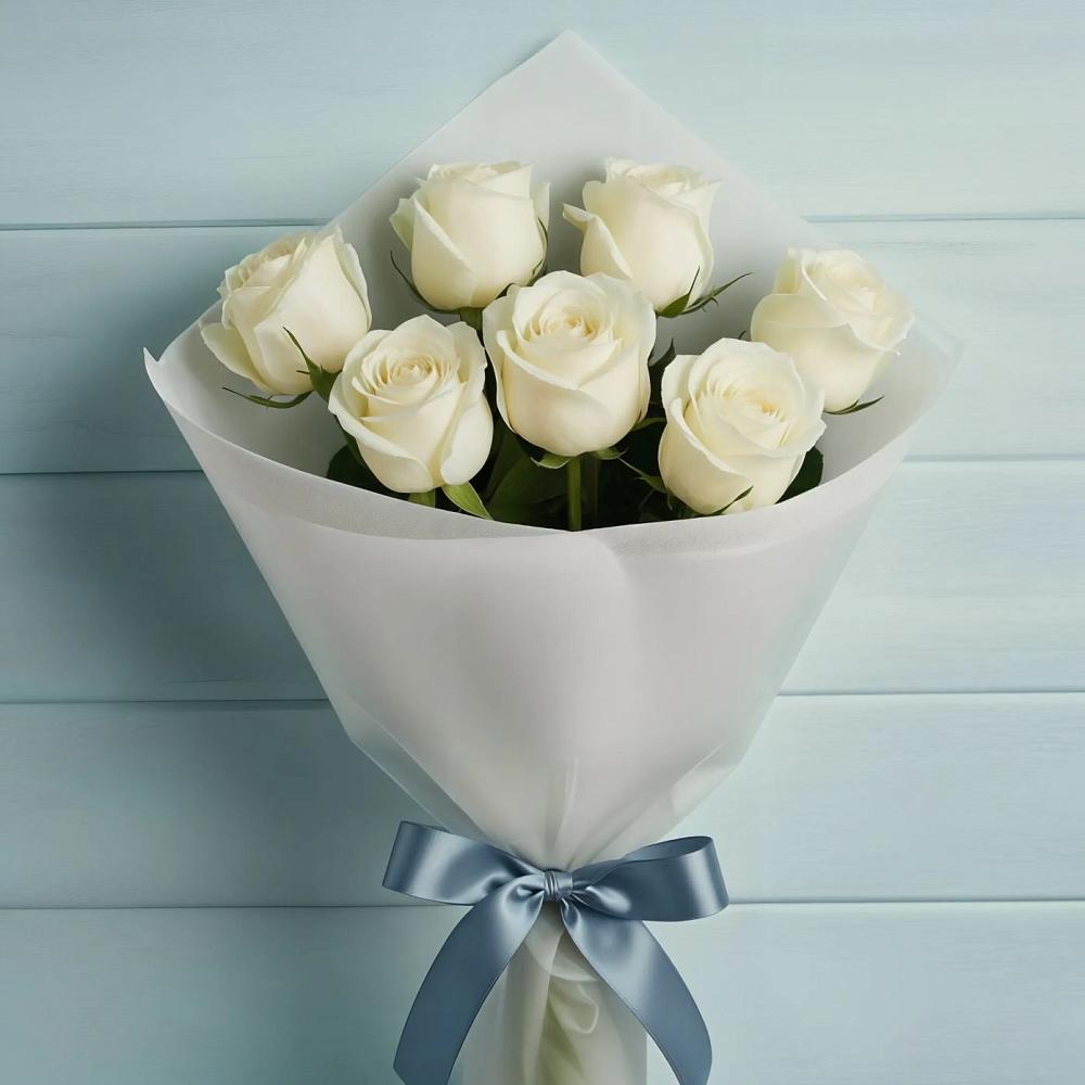 Букет 7 Белых роз Эдлесс Лав в Радченко